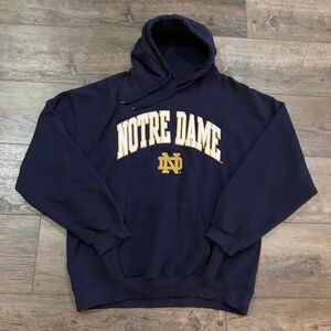 Vintage Y2K Collegiate Notre Dame Fighting Irish Blue Hoodie Sweatshirt Men's XL